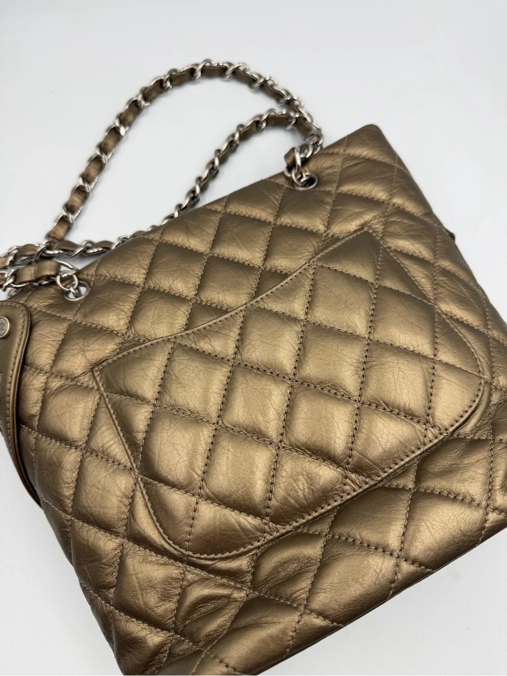 CHANEL vintage metallic cambon tote